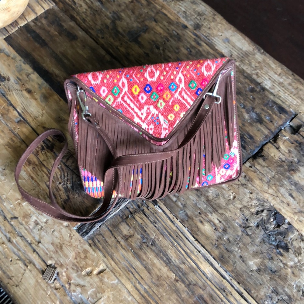 Southwestern handmade leather crossbody fringe